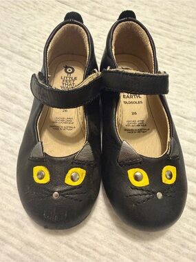 Old Soles Black Mary Janes with Yellow Cat Eyes